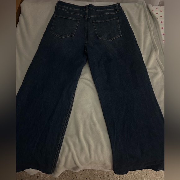 Dark Blue Denim Wide Leg Jeans - Picture 2 of 3